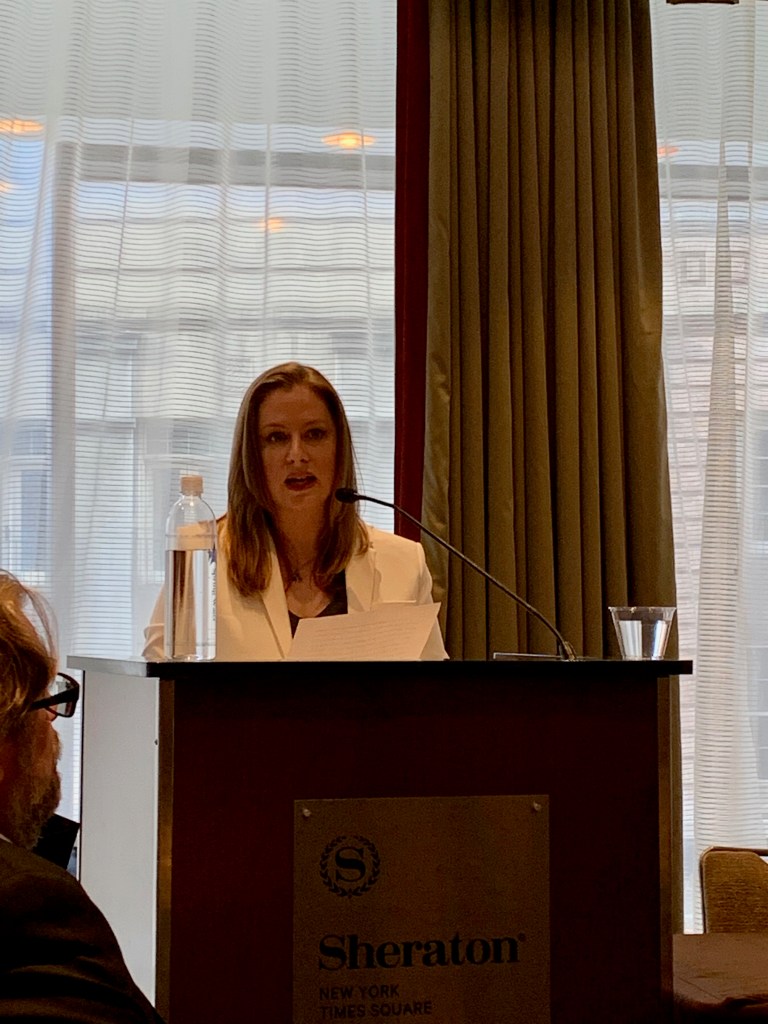 Kelly Shannon delivering the 2020 Bernath Lecture at the Society for Historians of American Foreign Relations luncheon at the American Historical Association Annual Conference, New York City, January 5, 2020